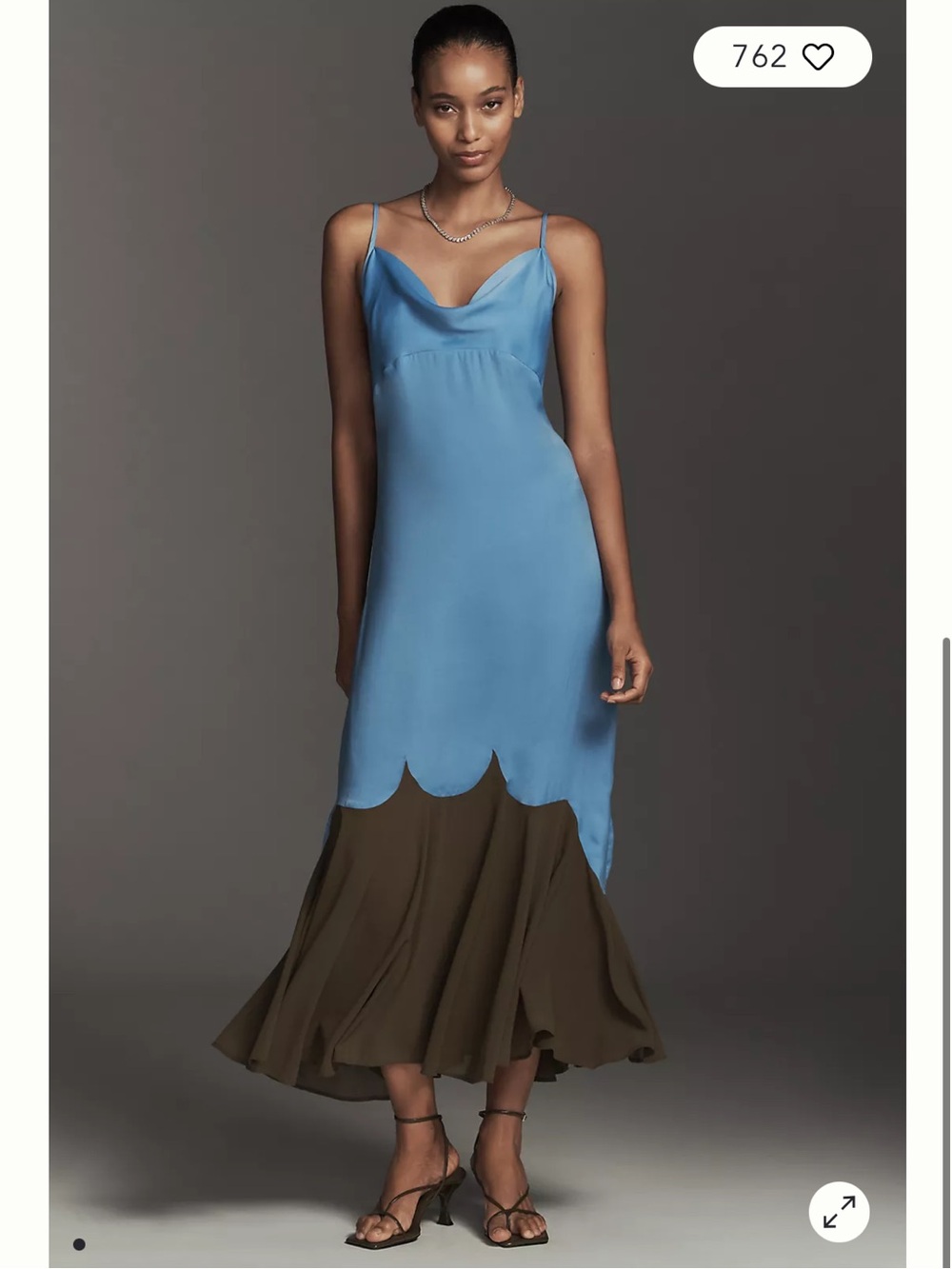 NEW Anthropologie LyreBird Cowl-Neck Midi Slip Dress